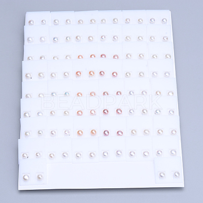 Natural Pearl Ear Studs EJEW-R133-06-1