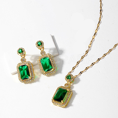 Brass Micro Pave Cubic Zirconia Jewelry Sets for Women CT9369-2-1