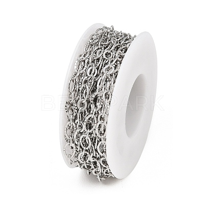 304 Stainless Steel Textured Oval Link Chains CHS-P028-11P-1