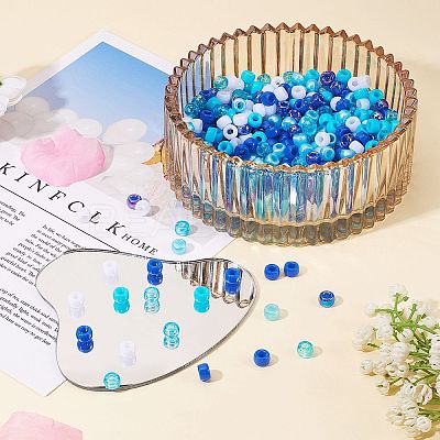 1200Pcs 2 Style 3 Colors Mixed Effect Acrylic European Beads OACR-SZ0001-28-1