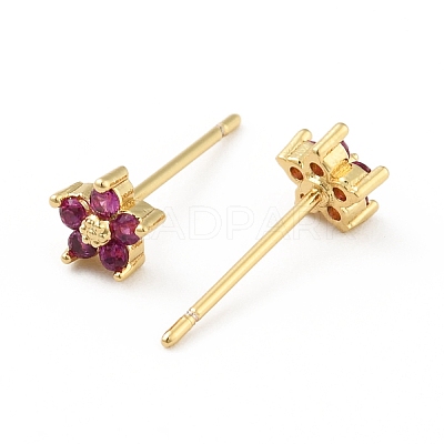 Cubic Zirconia Flower Stud Earrings X-EJEW-C035-15G-04-1
