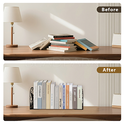 Non-Skid Iron Bookend Display Stands AJEW-WH0548-104-1