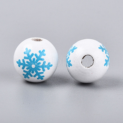 Christmas Spray Painted Schima Wood Beads WOOD-T032-35G-1
