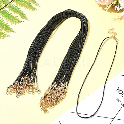 36Pcs Black Waxed Cord Necklace Making NCOR-FS0001-05G-1