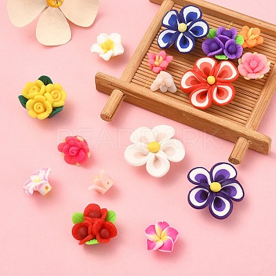 20Pcs 5 Style Handmade Polymer Clay Flower Beads CLAY-YW0001-76-1