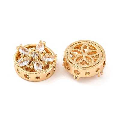 Brass Micro Pave Clear Cubic Zirconia Beads KK-S389-27G-1