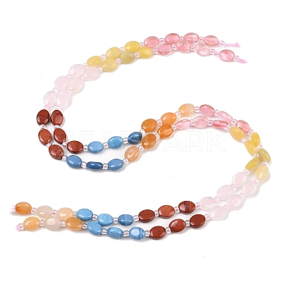 Cherry Quartz Glass & Synthetic Agate & Natural Red Jasper & Rose Quartz & Lemon Jade & Red Aventurine Beads Strands G-Z135-A13-1