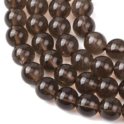 Natural Smoky Quartz Round Beads Strands G-E329-8mm-38C-1