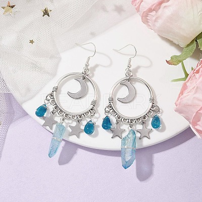 Natural Quartz Crystal Irregular Bullet Earrings EJEW-TA00400-1