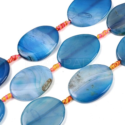 Natural Banded Agate Beads Strands G-P605-L02-03-1