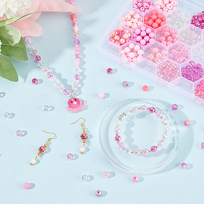 576Pcs 24 Style Transparent & Crackle & Fluorescent & Spray Painted & Frosted & Opaque & Rainbow Acrylic Imitation Pearl Beads DIY-HY0001-35C-1