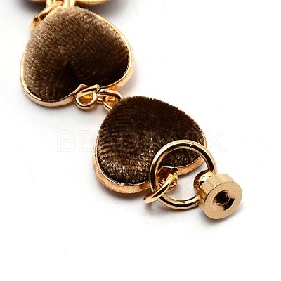 Alloy Plush Cloth Fabric Heart Link Chain for DIY Keychains AJEW-WH0188-88E-1