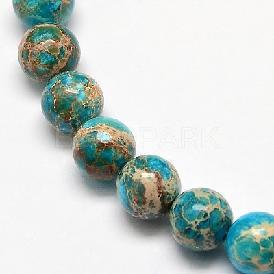 Natural Imperial Jasper Round Bead Strands X-G-I103-8mm-03-1