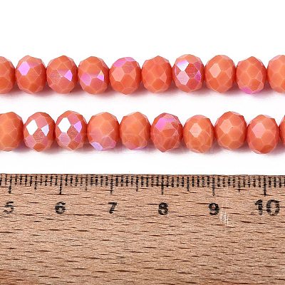 Electroplate Opaque Solid Color Glass Beads Strands EGLA-A034-P8mm-L03-1