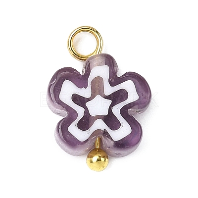 Handmade Millefiori Glass Charms PALLOY-JF04572-01-1