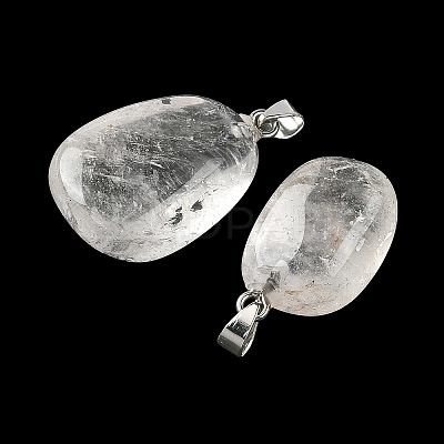 Natural Quartz Crystal Tumbled Stone Pendants GG-K002-06Q-1