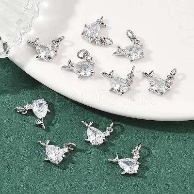 SHEGRACE Brass Micro Pave Clear Cubic Zirconia Charms XGRQ2O743-420P-1