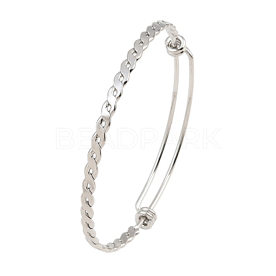 Tarnish Resistant Adjustable 304 Stainless Steel Expandable Bangle Making BJEW-G482-03P-1
