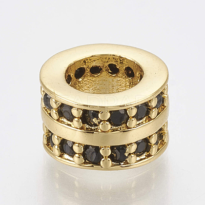 Brass Micro Pave Cubic Zirconia Beads ZIRC-S058-86G-1
