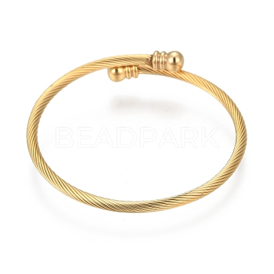 Trendy 304 Stainless Steel Torque Bangles & Rings Sets SJEW-H073-13A-1