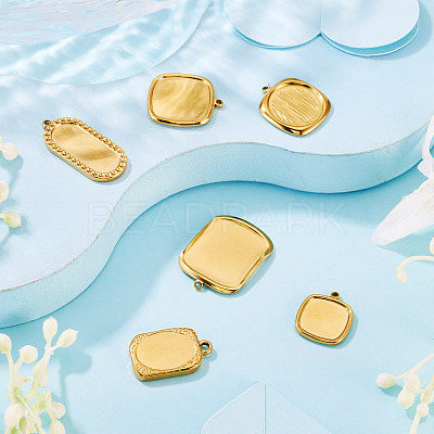 6Pcs 6 Styles 304 Stainless Steel Pendant Cabochon Settings STAS-TA0005-71G-1