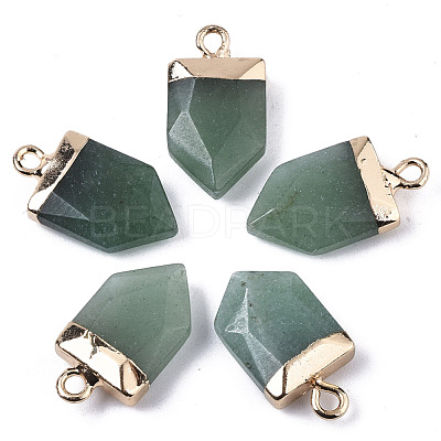Natural Green Aventurine Pointed Pendants G-N326-34H-1