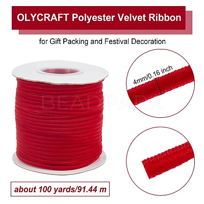 Polyester Velvet Ribbon for Gift Packing and Festival Decoration SRIB-M001-4mm-260-1