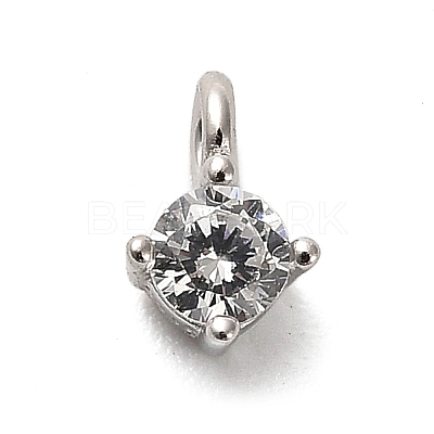 925 Sterling Silver Clear Cubic Zirconia Flat Round Charms STER-U009-07P-01-1