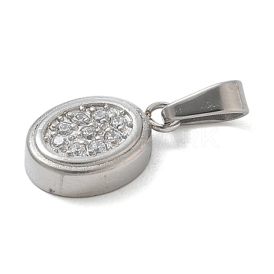 Ion Plating(IP) 304 Stainless Steel Micro Pave Cubic Zirconia Pendants STAS-Z107-02P-02-1