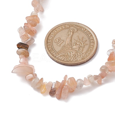 Natural Sunstone Chip Beaded Necklace NJEW-JN04615-05-1