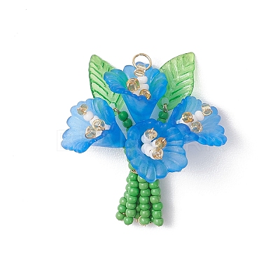 Glass Seed Beaded Pendants PALLOY-MZ01155-1