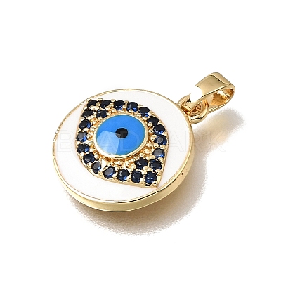 Brass Micro Pave Cubic Zirconia with Blue Enamel Pendants CU-CBAA556-09B-1
