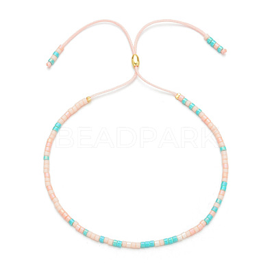 Adjustable Glass Seed Bead Slider Bracelets for Women VT9382-60-1