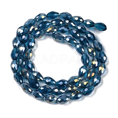 Transparent Electroplate Glass Beads Strands EGLA-N013-T8mm-B25-1