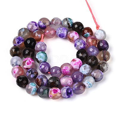 Dyed & Heated Natural Fire Crackle Agate Beads Strands G-N359-01A-01-1