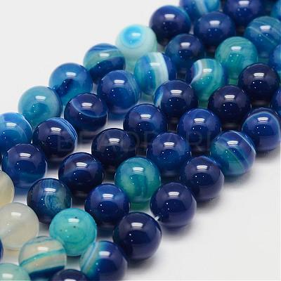 Natural Striped Agate/Banded Agate Bead Strands G-K155-B-10mm-02-1