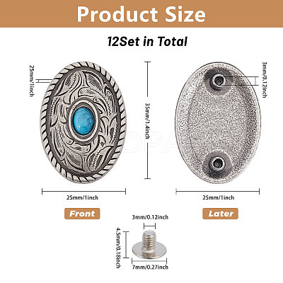 12 Sets Alloy Decorative Rivets BUTT-FH0001-013A-1