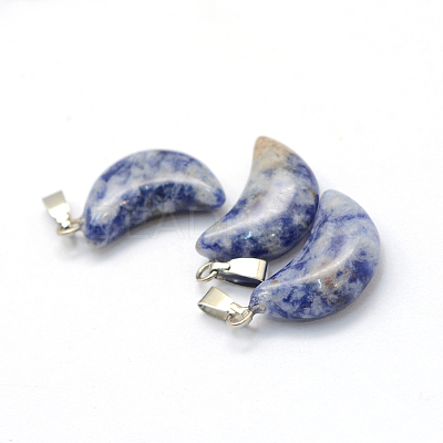 Moon Natural Blue Spot Jasper Pendants X-G-Q369-14-1