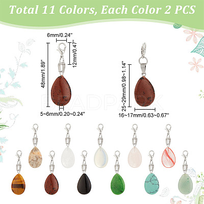 Gemstone Teardrop Pendant Decoration HJEW-AB00408-1