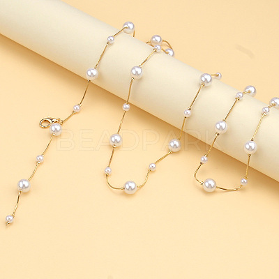 Alloy & Plastic Pearl Round Beaded Tassel Waist Belly Chains for Women FS-WG2A056-01-1
