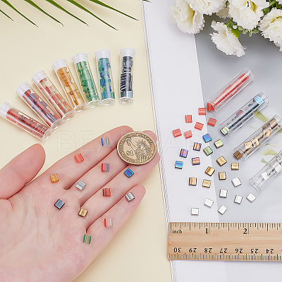 240Pcs 12 Colors 2-Hole Baking Paint Glass Seed Beads SEED-ME0001-10D-1