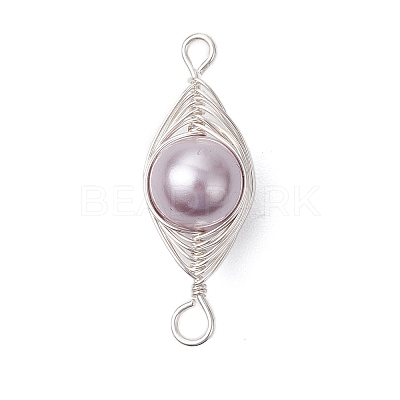 Copper Wire Wrapped Shell Pearl Connector Charms PALLOY-JF03114-1