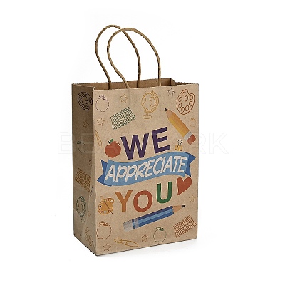 Teachers' Day Printed Kraft Paper Gift Tote Bags ABAG-K005-02-1