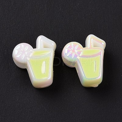 UV Plating Rainbow Iridescent Acrylic European Beads SACR-E009-25-1