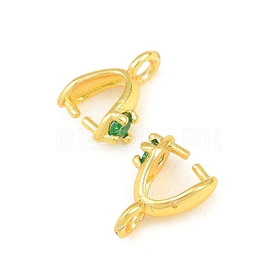 Brass Micro Pave Cubic Zirconia Ice Pick and Pinch Bails KK-G557-44G-1