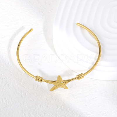Ocean 304 Stainless Steel Starfish Open Cuff Bangles for Women WG4B16C-01-1