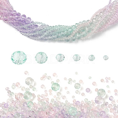 6 Styles Gradient Color Transparent Painted Glass Beads Strands DGLA-YW0001-28W-1