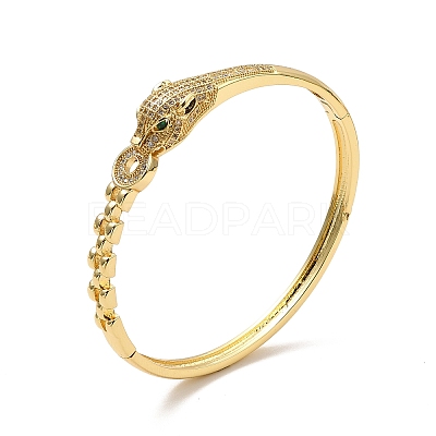 Green Cubic Zirconia Leopard Hinged Bangle BJEW-P281-08G-1