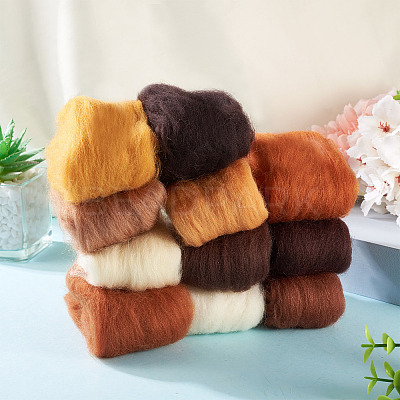 55G 11 Colors Needle Felting Wool Roving DIY-TA0012-86-1