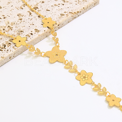 Vintage Flower Brass Link Ring Bracelets XK9574-2-1
